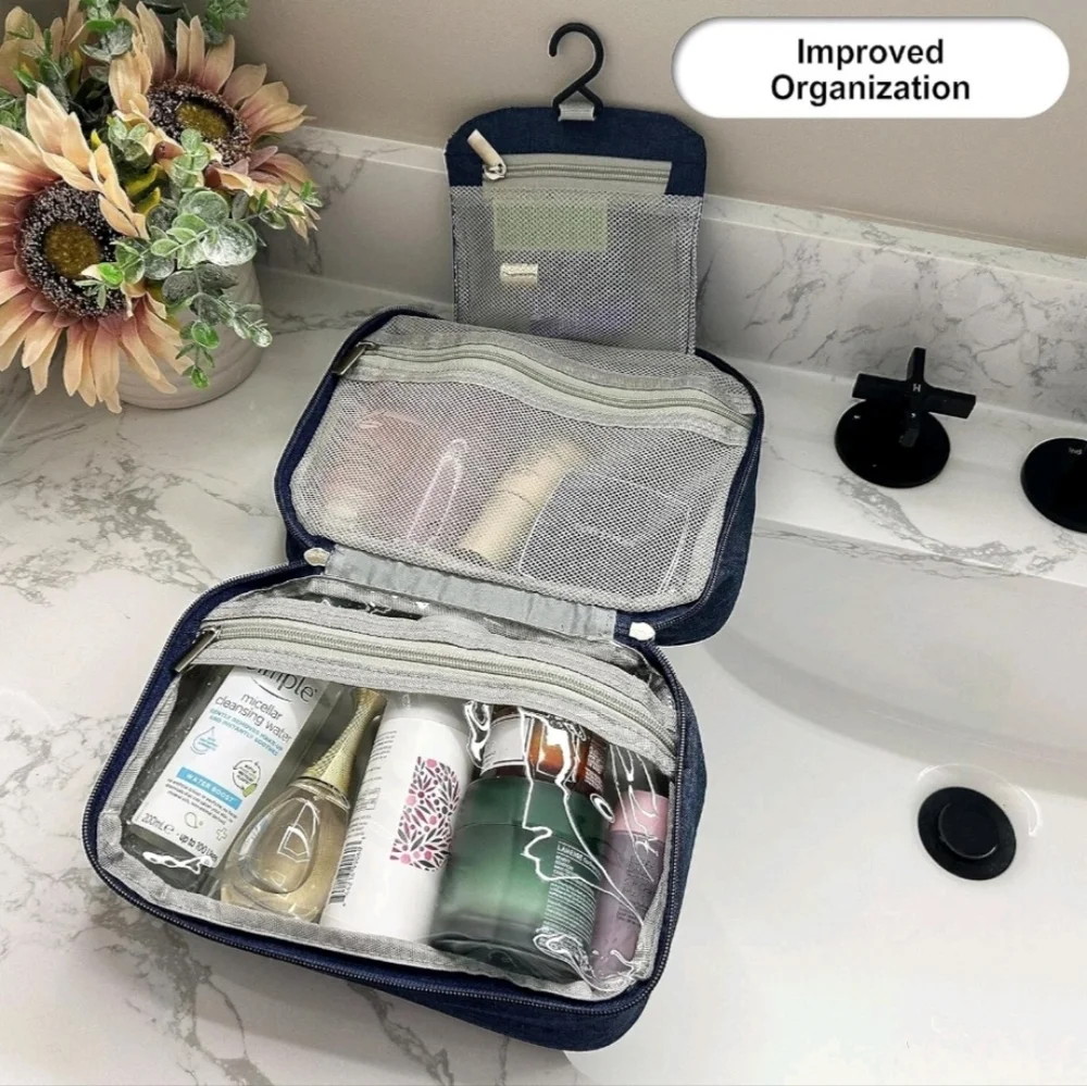 Hanging Travel Makeup And Toiletries Bag for Women and Men Navy Blue NEW